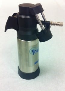 Picture of a cryotherapy canister. The liquid nitrogen inside is sprayed directly onto the scar. 